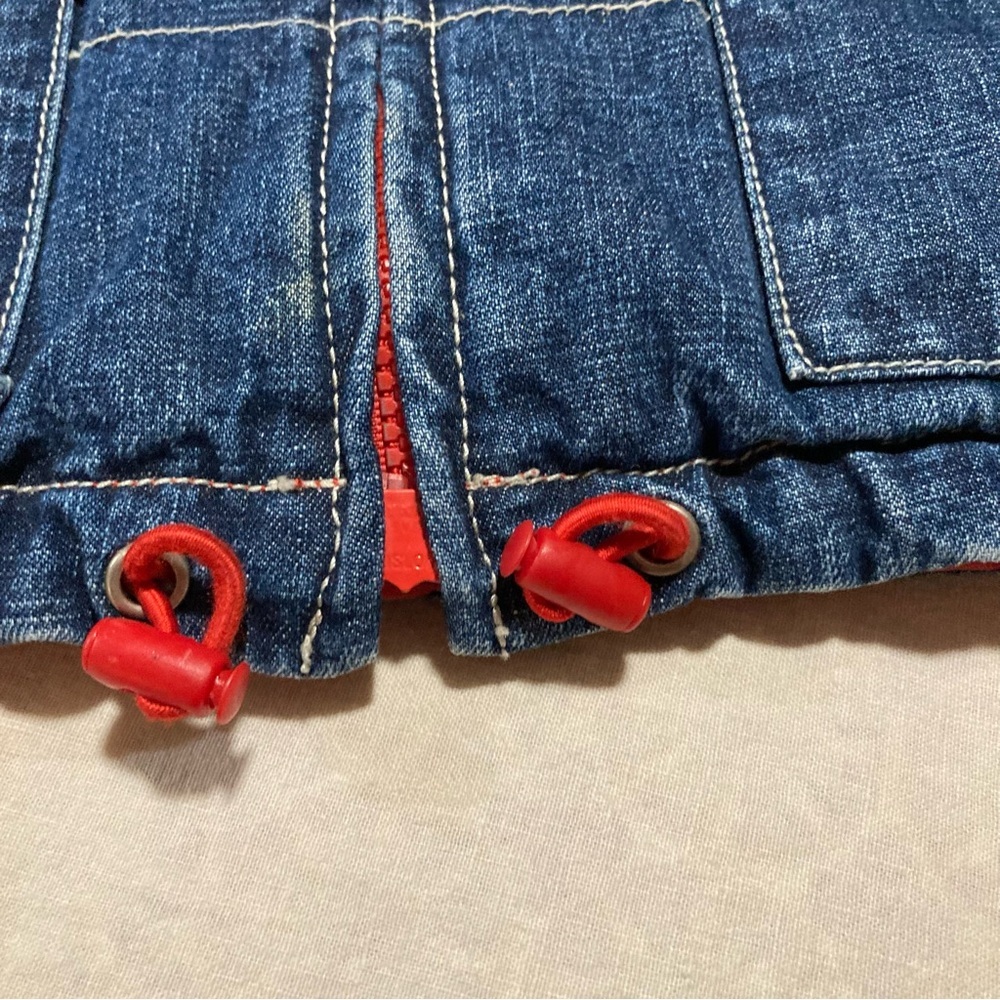 Calvin Klein Jeans Vintage Denim/Red Quilted Reversible‎ Vest | Gilet - Picture 10 of 11